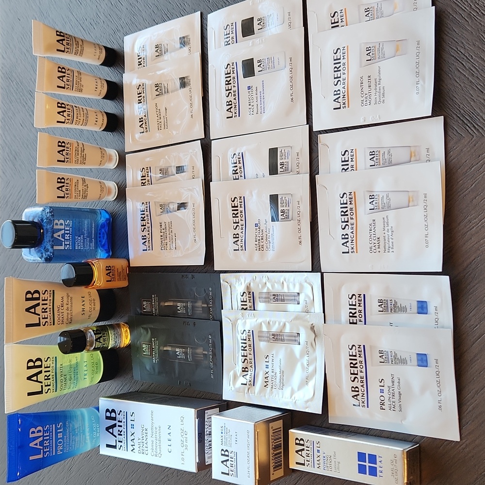 Lab Series Skincare for Men Travel Sample Bundle Set of 32 items
